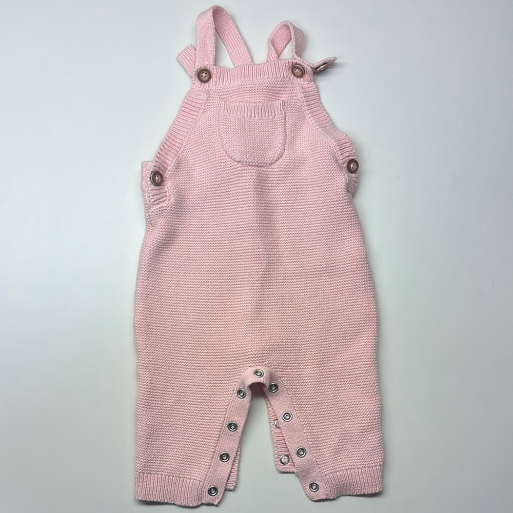 Pink Knit Overalls for Baby Girl- 3-6 Month